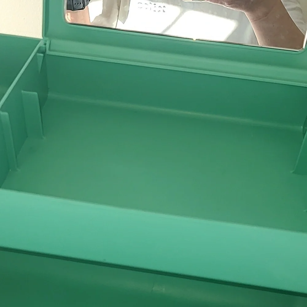 Vintage Caboodles Teal Plastic Storage Box with Handle